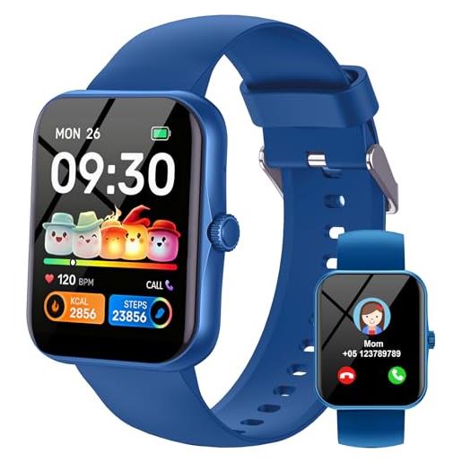Alutoria smartwatch bambini fitness tracker, 1.83 hd orologio per bambino bambina con frequenza cardiaca monitor del sonno resistente all'acqua ip68, smart watch per ragazza ragazzo ado 5-16 anni regalo, blu