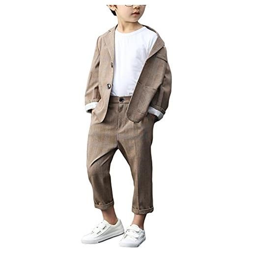 HONGBI completo da ragazzo 3 pezzi blazer e pantaloni per bambini plaid abito, abbigliamento set per tempo libero o abito da festa di nozze, vestito da cerimonia nuziale formali smoking battesimo outfit