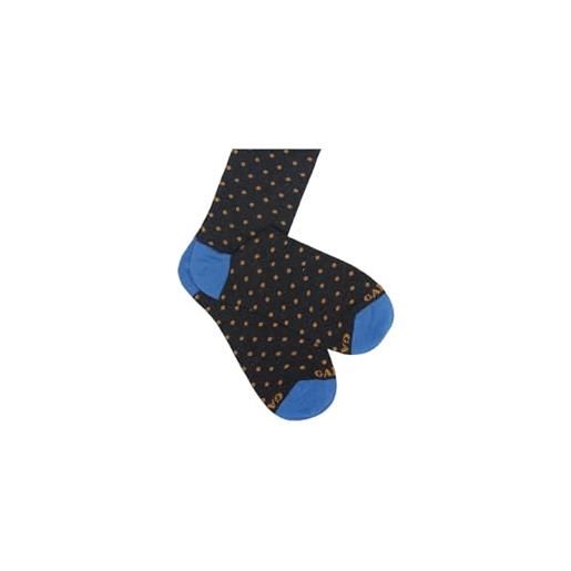 Gallo calze, fantasia pois, antracite/curry, 83% cotone, taglia 40-45