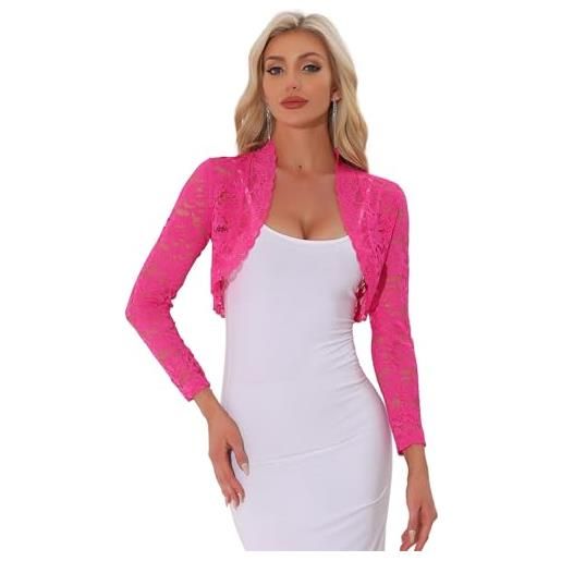 Allegra K donna coprispalle in pizzo floreale per colletto con bavero maniche corte elegante cardigan bolero bianca xl