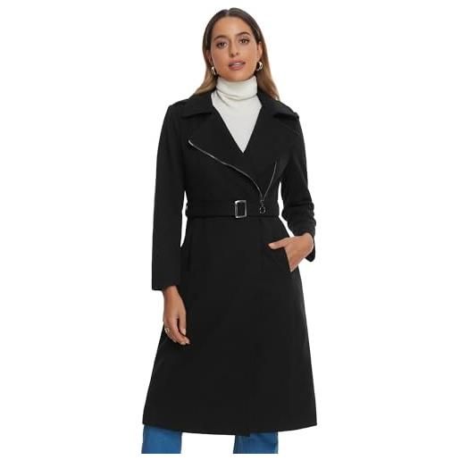 Allegra K donna trench lunghi caldi invernali con tasche alla moda con colletto da nero xs