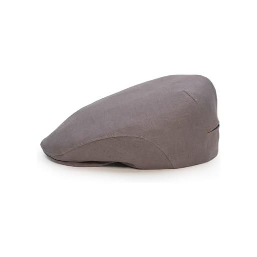Sterkowski derby flatcap, berretto estivo da uomo, 100% lino, super leggero, con tessuto a rete traspirante, grigio medio, 58