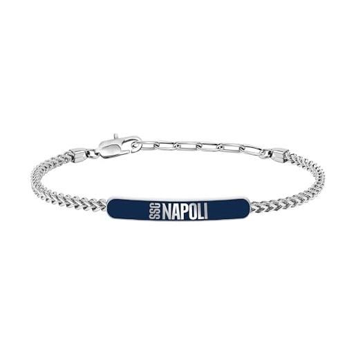 Clondo bracciale uomo donna ssc napoli in acciaio - collezione ufficiale calcio - accessorio elegante e sportivo con logo - idea regalo per tifosi - vari modelli disponibili (blue icon)