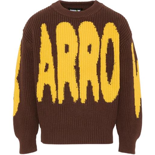 Barrow kids maglione con logo a intarsi - marrone