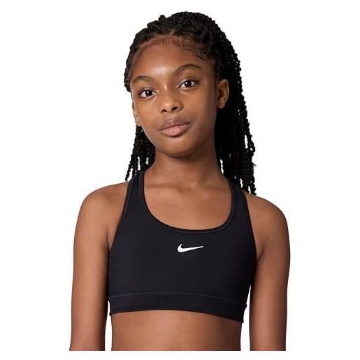 Nike sports bra ragazza dri-fit swoosh bra, black/white, fj7161-010, xs