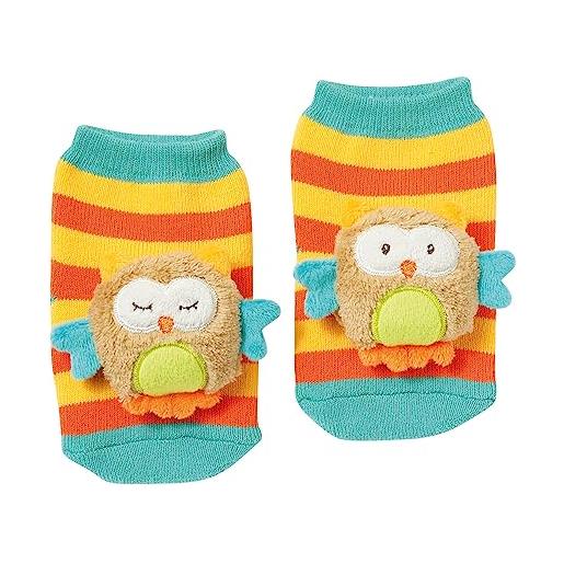 Fehn, calzini con sonaglio multicolore gufo 0-12 mesi