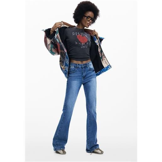 Desigual pantaloni denim a zampa