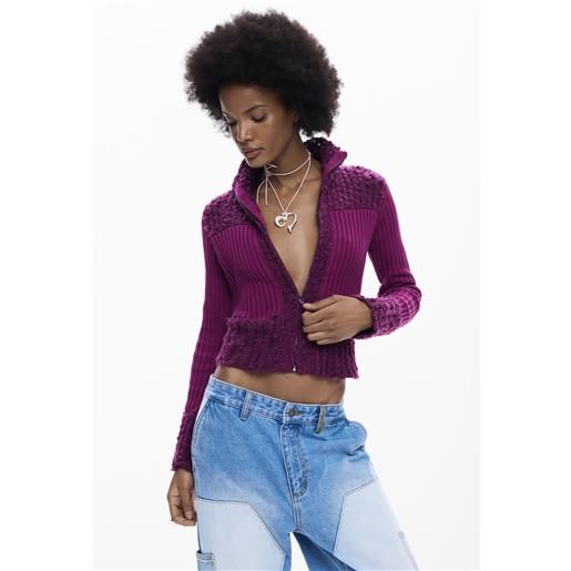 Desigual maglione con cerniera a maglia