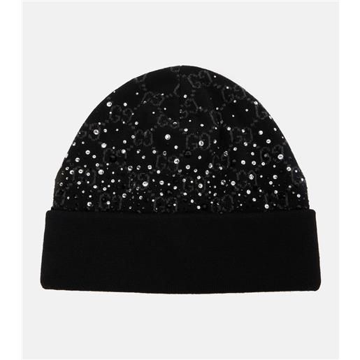 Gucci berretto in lana gg con cristalli