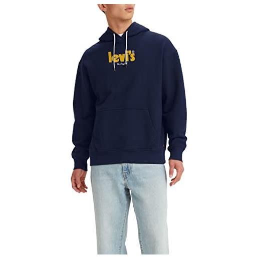 Levi's relaxed graphic sweatshirt, felpa con cappuccio uomo, poster logo naval academy, s