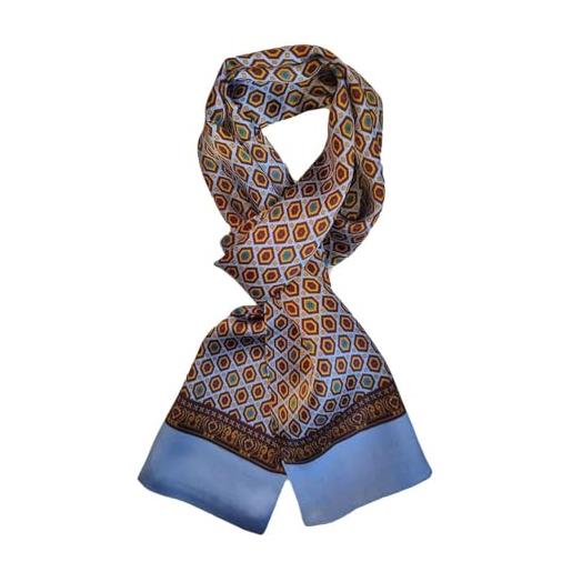UK_Stone uomini 100% puro sciarpa di seta vintage modello classico doppio strato stampato, #12, taglia unica