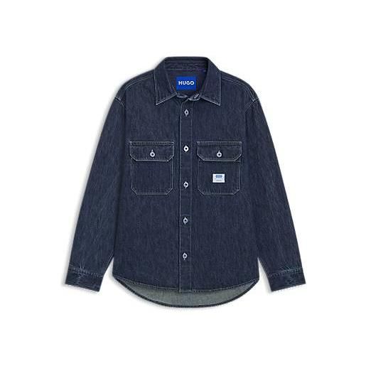 HUGO camicia oversize in denim blu, blu scuro