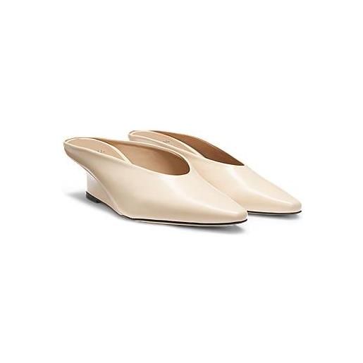 BOSS mules in pelle con tacco con zeppa, beige chiaro