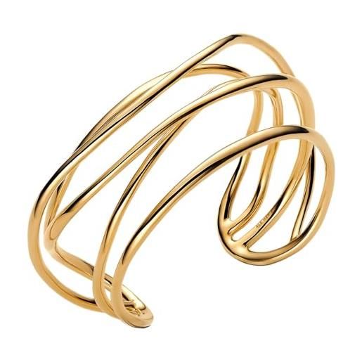 Pandora essence 563867c00-2 - bracciale aperto in filo di oro 14 carati, lunghezza 17,5 cm