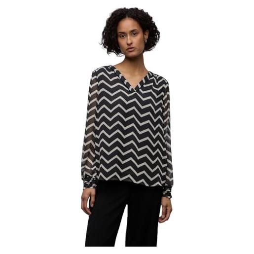 Street One 3412450 tunica in chiffon con nastro, nero, 44 donna