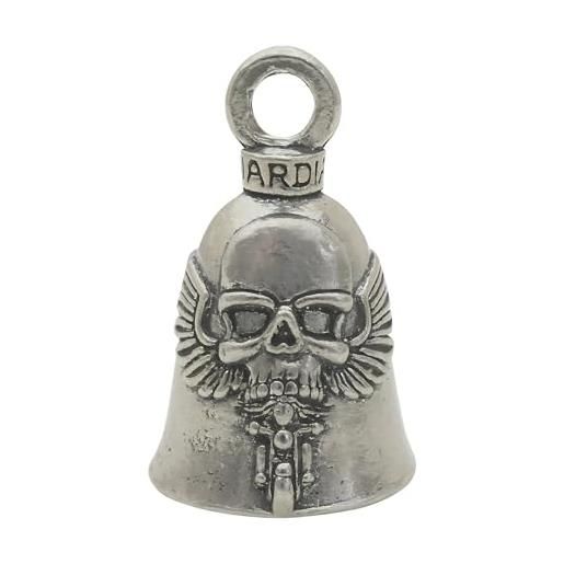 Guardian Bell campanello portafortuna ghost rider con portachiavi e sacchetto regalo in velluto nero, campanello per moto, peltro senza piombo, regalo di buona fortuna, prodotto negli stati uniti