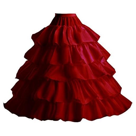 Edith qi edith - sottogonna tipo crinolina per abito da sposa, lunghezza a 3/4 4 cerchio/rosso taglia unica