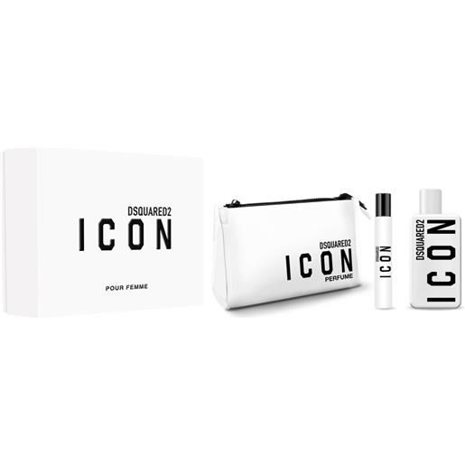 Dsquared2 icon pour femme eau de parfum 100 ml + eau de parfum travel spray 10 ml + pochette