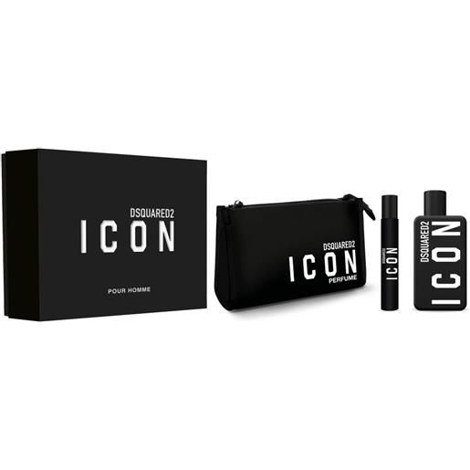 Dsquared2 icon pour homme - eau de parfum 100 ml vapo + eau de parfum travel spray 10 ml + pochette