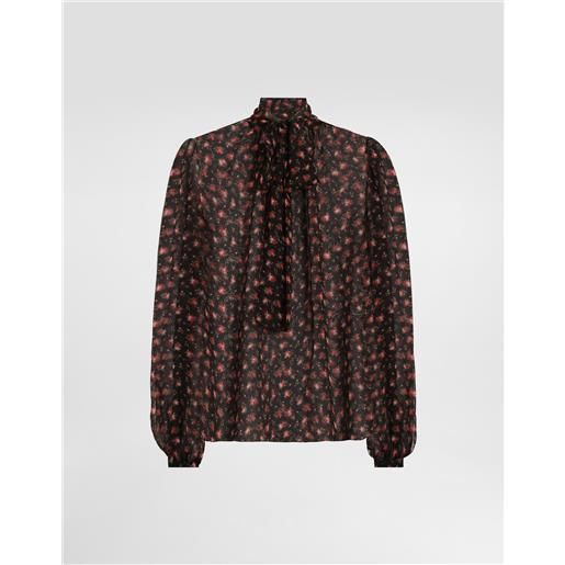 Dolce & Gabbana top in chiffon stampa roselline