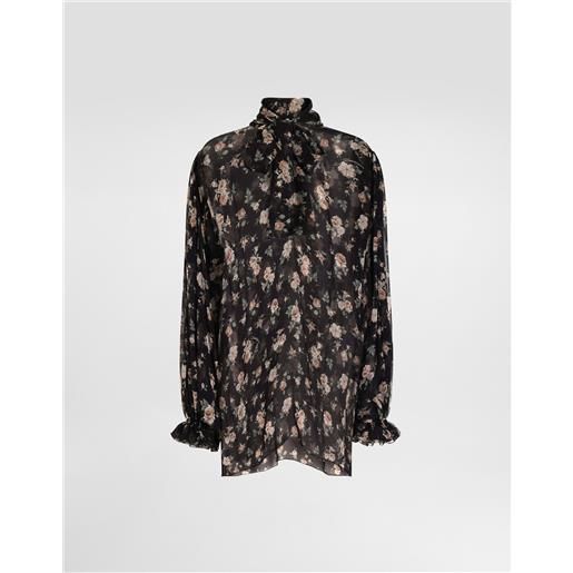 Dolce & Gabbana top in chiffon stampa rose vintage