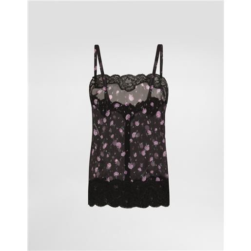 Dolce & Gabbana top in chiffon stampa garofanini