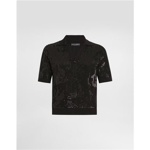 Dolce & Gabbana maglia polo in lana e seta