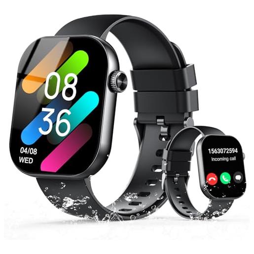 Poounur smartwatch uomo donna chiamate bluetooth, 2.01 orologio smart watch con contapassi/sonno/cardiofrequenzimetro, fitness tracker 112 modalità sportive , impermeabil 5atm smart watch per android ios