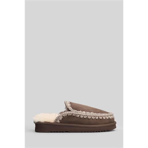 Mou slipper-mule eskimo slipper in camoscio marrone