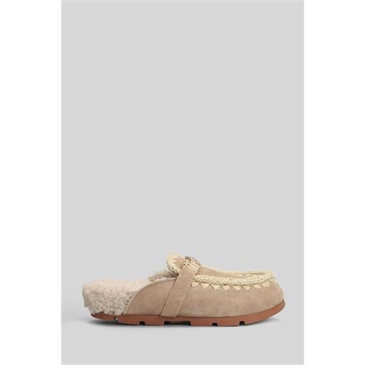 Mou slipper-mule winter bio slide in camoscio cammello
