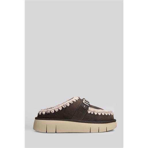 Mou slipper-mule bounce clog in camoscio marrone