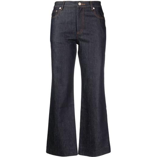 A.P.C. jeans crop a vita media - blu