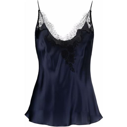 Carine Gilson canotta con bordi di pizzo - blu