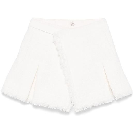 sacai shorts stile gonna in tweed - bianco