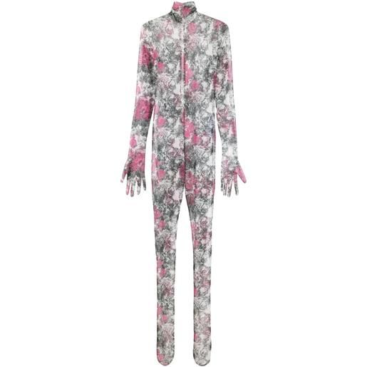 Shuting Qiu tuta intera semi trasparente - nero