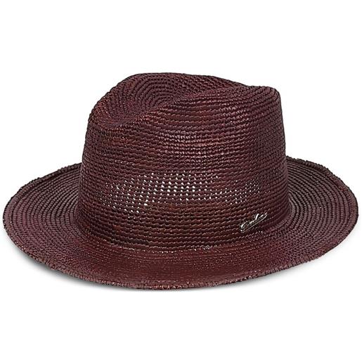Borsalino fedora colchard con dettaglio all'uncinetto - marrone