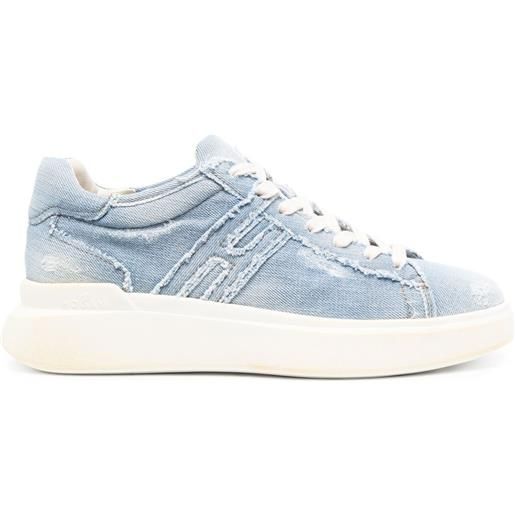 Hogan sneakers denim con effetto vissuto - blu