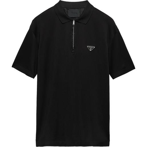 Prada polo con zip e logo - nero