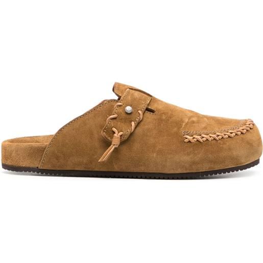 Buttero slippers con cuciture decorative - marrone