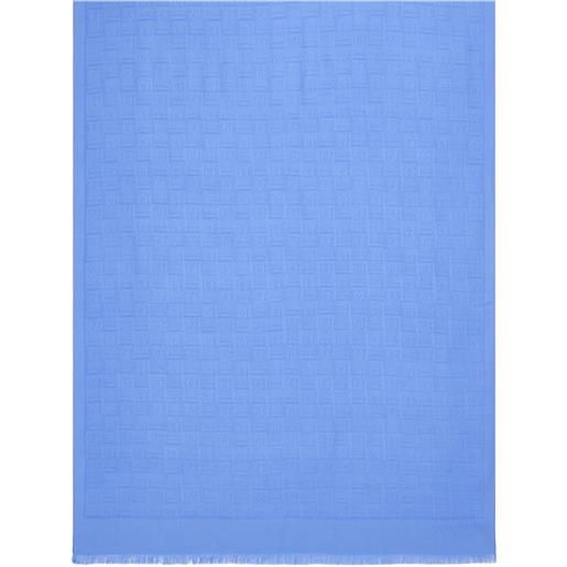 Ferragamo sciarpa jacquard con frange - blu