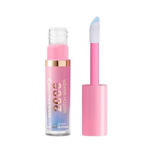 Max Factor 2000 calorie match maker, plot twist, gloss tinta labbra, immediata brillantezza e tinta ph reagente a lunga durata, con acido ialuronico e squalane, 4,4ml