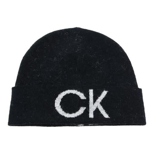 Calvin Klein elevated monogram beanie k60k609972 cappello in maglia, nero (ck black), os donna