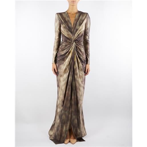 ELISABETTA FRANCHI abito lizard red carpet in lycra con stampa pitone