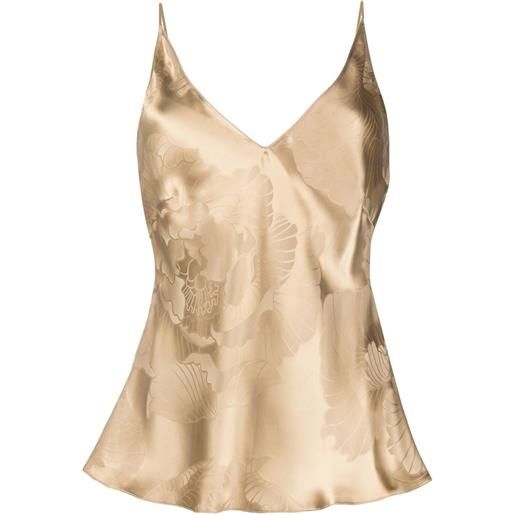Carine Gilson top in seta con motivo jacquard floreale - giallo