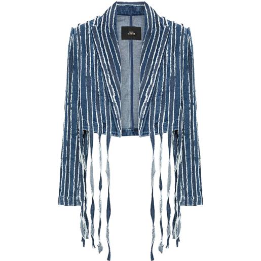 TWINSET giacca denim con frange - blu