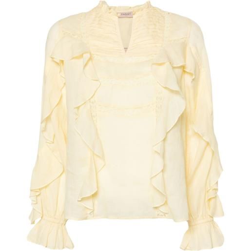 TWINSET blusa con dettagli in pizzo - giallo