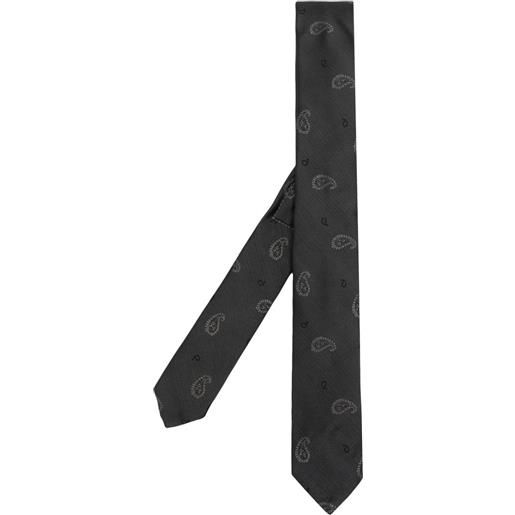 Thom Browne cravatta con stampa paisley jacquard - grigio