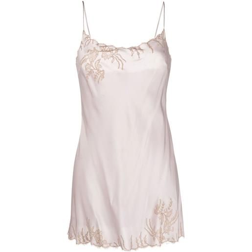 Carine Gilson sottoveste in seta con inserti in pizzo - viola