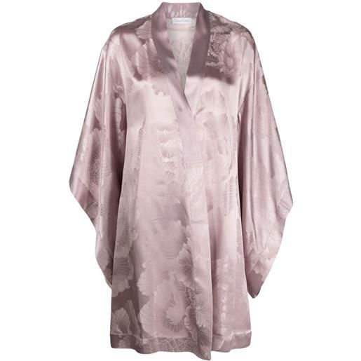 Carine Gilson vestaglia in seta a fiori - viola