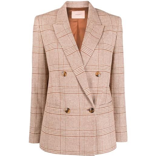TWINSET blazer doppiopetto a quadri - marrone